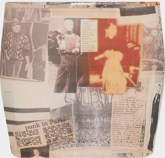 Jean Paul Gaultier Newspaper-Print Cotton Ribbed Mini Skirt