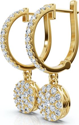 Pompeii3 3/4Ct Drop Dangle Hoop Earrings 14k Gold Lab Grown EF/VS