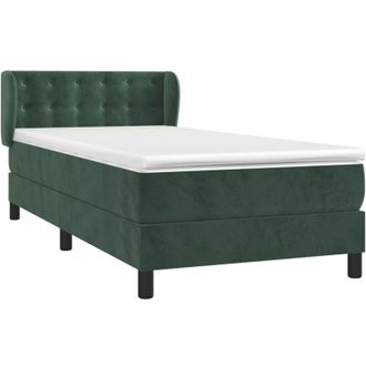 vidaXL Cama Box Spring Con Colch&oacute;n Terciopelo Verde Oscuro 80x200 Cm Vidaxl