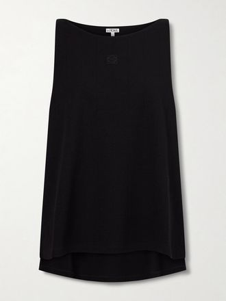 Loewe Canotta In Maglia A Coste Con Logo Ricamato Anagram - Nero