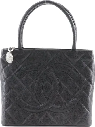 Chanel Black Grained Calfskin Tote Bag (Pre-Owned)