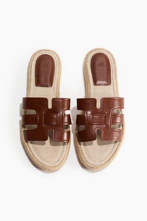 H&M Espadrille Sandals in Dark Brown at Nordstrom, Size 11