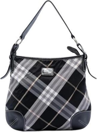 Burberry Pre-owned Supernova Check Hobo Bag - Dames - Vintage Schoudertas - Zwart - ONE Size - Leer - Vintage