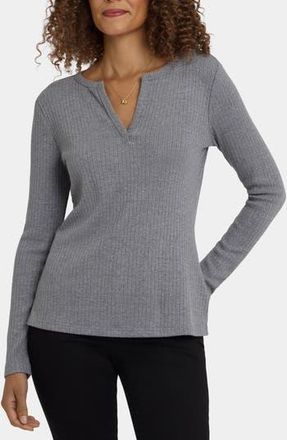 NYDJ Metallic Rib Henley Top in Heather Grey at Nordstrom Rack, Size Xx-Small