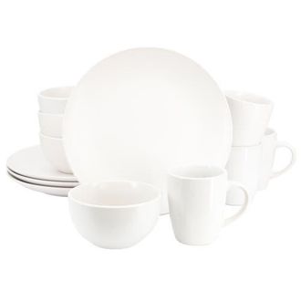 Gibson Home Everyday Plus 12 Piece Round Stoneware Dinnerware Set in White at Nordstrom