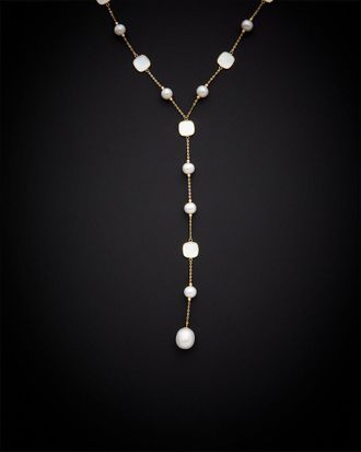 Italian Gold, Inc 18K Italian Gold Pearl Lariat Necklace