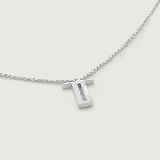 Monica Vinader Sterling Silver Initial T Chain Necklace
