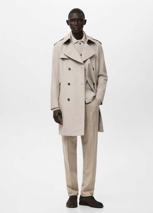 Mango Trench cintura water repellent beige - Uomo - XL - MANGO MAN