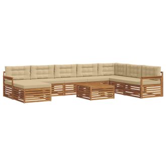 vidaXL Conjunto De Sof&aacute;s De Exterior 9 Uds. Natural Y Beige Vidaxl
