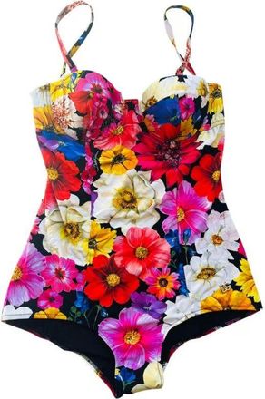 Dolce & Gabbana Multicoloured Floral Print Swimsuit Size M