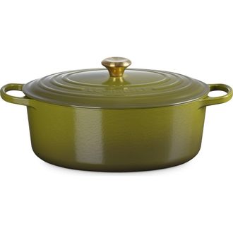 LE CREUSET Signature 8-Quart Oval Enamel Cast Iron French/Dutch Oven in Olive at Nordstrom