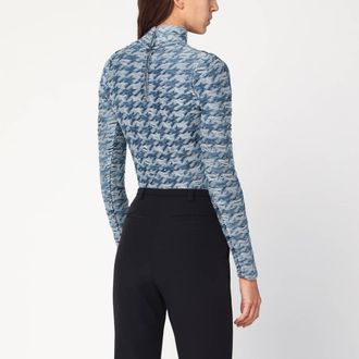 Diesel Womens blue/ Patterned Turtleneck Sweater