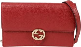 Gucci Pre-owned Cross Body Bags, female, Red, Size: ONE SIZE Pre-owned Leather Cross Body Bag