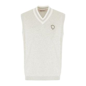Brunello Cucinelli Brunello Cucinelli, Sleeveless Knitwear, male, Gray, Size: XL Sleeveless Knitwear