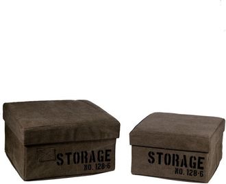 Vacchetti Vacchetti - Caja Tela 1-2 Marr&oacute;n Cuadrado Almacenamiento Plegable Cm36x36h20