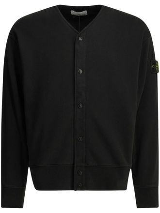 Stone Island V-Neck Cropped Button-Up Sweatshirt