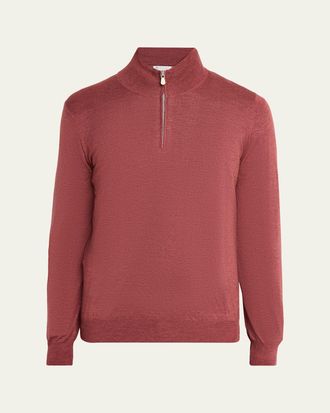 Brunello Cucinelli Mens Cashmere-Blend Quarter-Zip Sweater