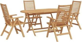 vidaXL Garden Dining Set 5 pcs Brown Solid teak wood Vidaxl