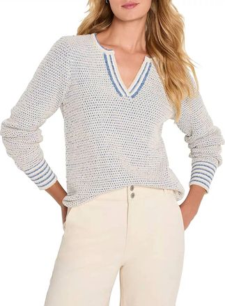 Nic+Zoe WomenS V-Neck Knit Sweater In Blue Multi