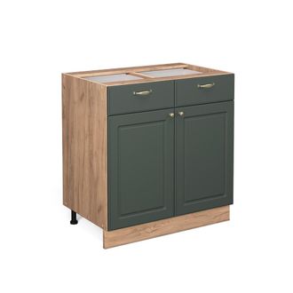Vicco Mueble Bajo De Cocina Fame-line, Verde Dorado Casa De Campo, 80 Cm Sin Encimera Vicco