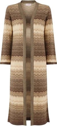 MC2 Saint Barth Lange Zigzag Gebreide Cardigan - Dames - Vesten - Beige - L - Truien & Vesten