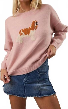 Le Lis Blanc Deux King Charles Spaniel Graphic Sweater In Pink