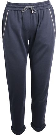 Brunello Cucinelli Drawstring Tapered Sweatpants in Navy Cotton