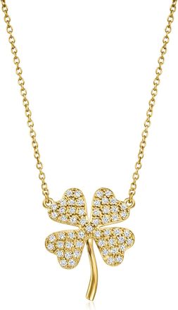 Ross-Simons Lab-Grown Diamond 4-Leaf Clover Necklace in 18kt Gold Over Sterling