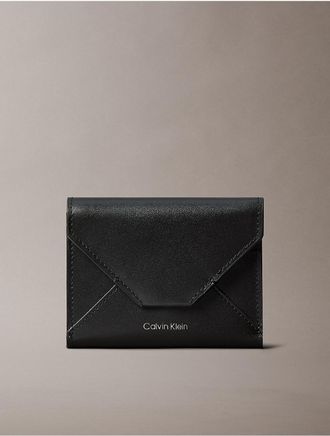 Calvin Klein Mens Leather Envelope Bifold Wallet - Black