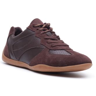 Hush Puppies Jovie Leer Dames CHOCOLADE Sneakers