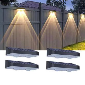 OEM Juego De 4 Apliques Solares De Pared Para Patio, Iluminaci&oacute;n Exterior Tricolor Para Valla, Decoraci&oacute;n De Paredes De Jard&iacute;n, Iluminaci&oacute;n Ambiental