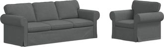 vidaXL Juego De Sof&aacute; 2 Uds. Gris Oscuro Tela Vidaxl