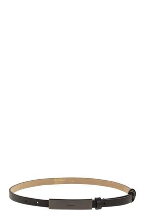 Max Mara Newplate15 - Leather Belt With Logo Plaque