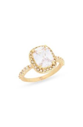 Nordstrom Rack Cushion Cut Cubic Zirconia Halo Ring in Clear- Gold at Nordstrom Rack, Size 7