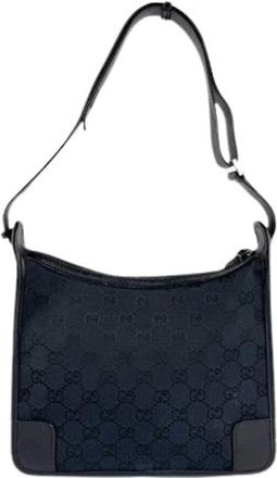 Gucci Pre-owned Shoulder Bags, female, Blue, Size: ONE SIZE Pre-owned Canvas Shoulder Bag