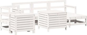 vidaXL vidaXL 7 Piece Garden Sofa Set White Solid Wood Pine