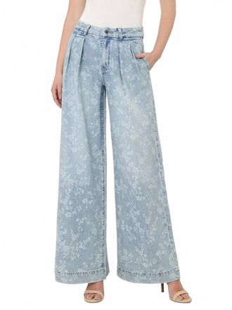 Flying Monkey Shower Me Wide Leg Jean In Floral Print