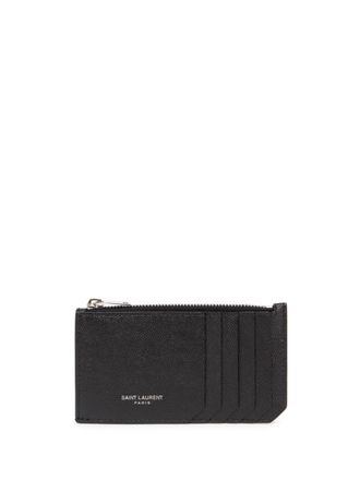 Saint Laurent Saint Laurent Paris Fragments Zipped Card Case In Grain