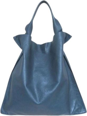 Jil Sander Pre-owned Xiao Leren Tote Bag - Heren - Vintage Shopper - Blauw - ONE Size - Leer - Vintage