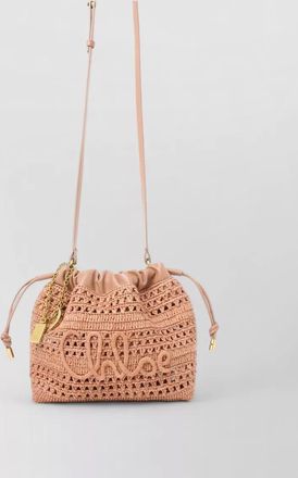 Chlo&eacute; mini summer banana raffia drawstring shoulder bag