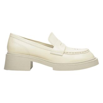Estro & Luminara Light Beige Penny Loafers with Sturdy Heel - female - Estro - Pumps - Beige - 4 UK - Shoes