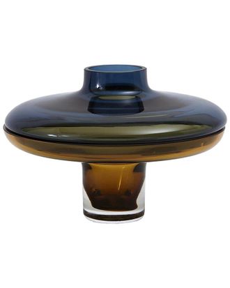 Global Views Low Cobalt Over Amber Vase