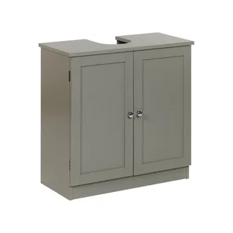 Beliani Mueble De Ba&ntilde;o De Pie De Mdf Con Estantes Estilo Tradicional Gris Atjoni