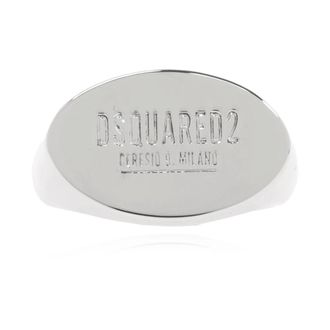 Dsquared2 Rings, male, Gray, Size: M Ceresio 9 Logo Ring Palladium Metal