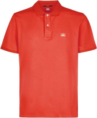 C.P. Company Stretch Piqu&eacute; Slim Fit Logo Polo - Heren - Polos - Rood - L - Katoen - Tops