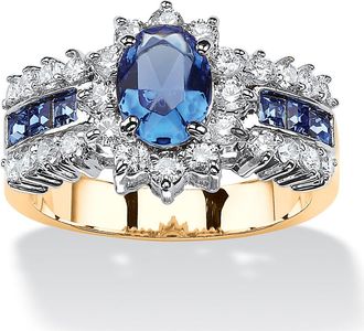 Palm Beach Jewelry 82 TCW Blue Crystal and CZ Gold-Plated Ring