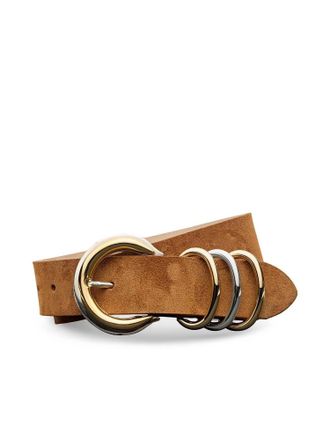 L'agence Womens Tobar Leather Belt In Cognac