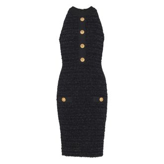 Balmain Buttoned-pocket Tweed Mini Dress