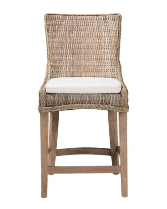 Baxton Studio Derris Natural Rattan Counter Stool with Cushion