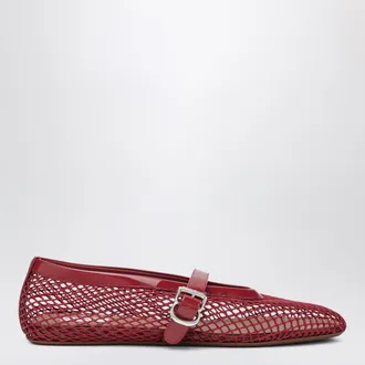 Alaia Red mesh and patent leather flat ballet flats